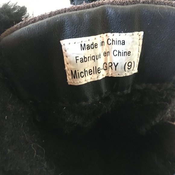 Michelle Dark Gray Black Winter Faux Fur Suede Warm Snow Boots Size 9 Zipper - Picture 12 of 12